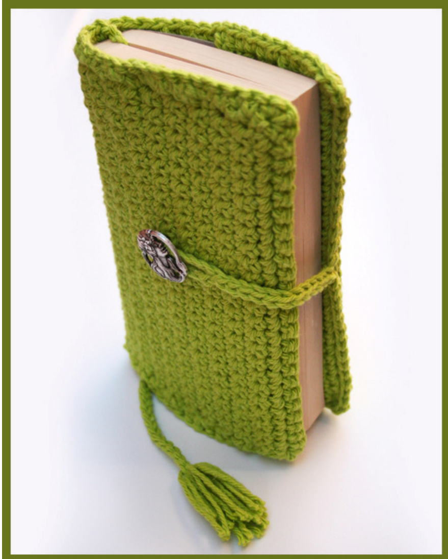 Crochet Your Own Discreet Book Cover with Button and Bookmark Tutorial Pattern pattern preview