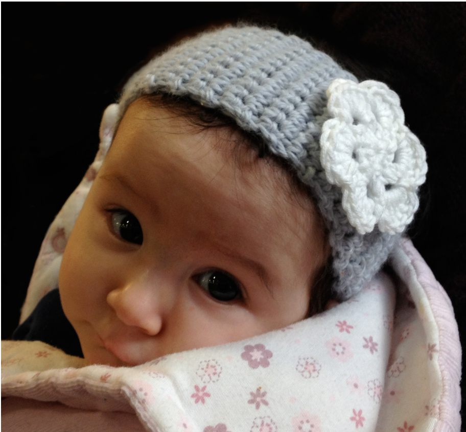 Phoebe Headband Crochet Pattern by MayaB - Adorable Hearing Aid Friendly Accessory for Baby Girls pattern preview