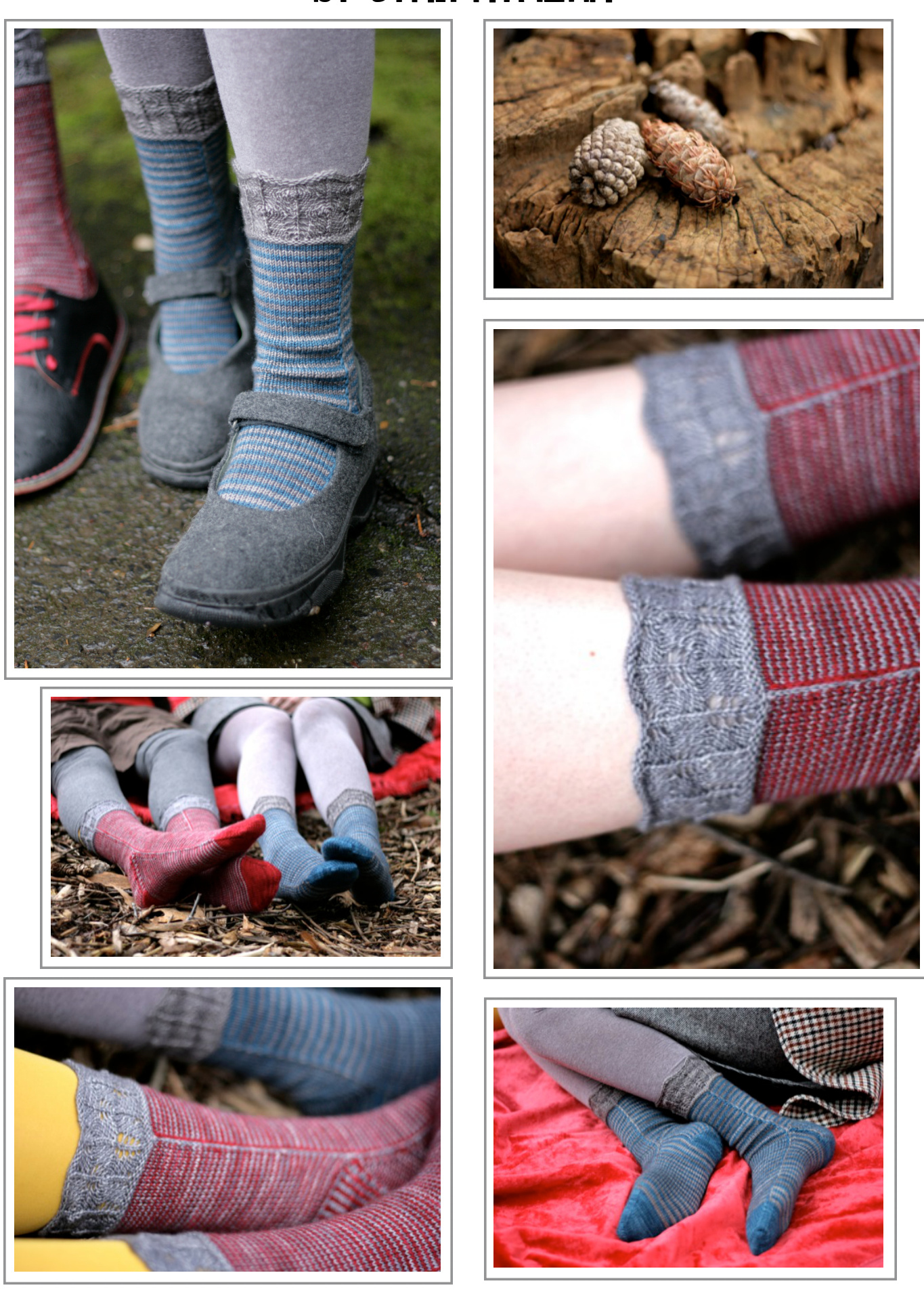 Laurelhurst by Star Athena: A Knitting Pattern for Conifer-Inspired Socks with Lace Cuff and Striped Leg pattern preview