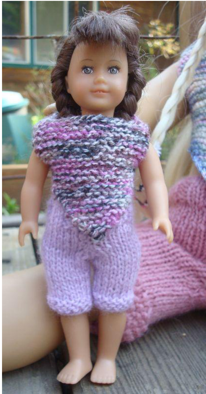 Mini Molly's Capris and Diamond Pointed Top Knitting Pattern for American Girl Dolls with Detailed Step-by-Step Instructions pattern preview