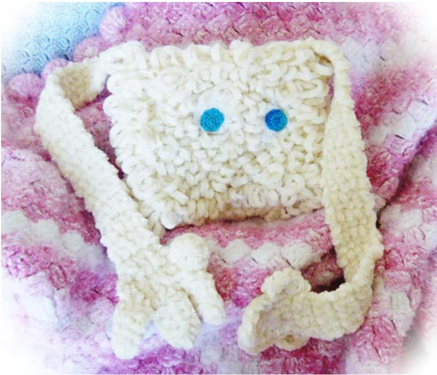 Crochet Pattern for Abominable Snow Bag with Straps and Embellished Eyes - Intermediate Level Craft Project by Shasta Thomas pattern preview