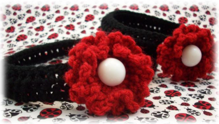 Crocheted Headband with Button Flower Pattern by Treasures Trinkets by Tiffany - Sizes 0-12 Years pattern preview