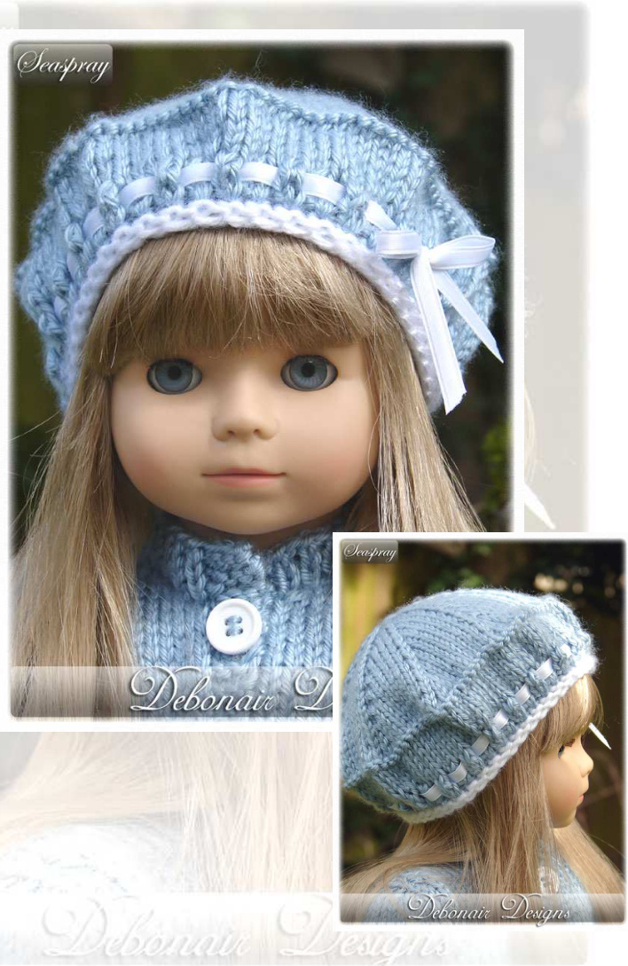 Eyelet Beret Knitting Pattern for Dolls by Debonair Designs - A Versatile and Seasonal Accessory for American Girl and Gotz Dolls pattern preview