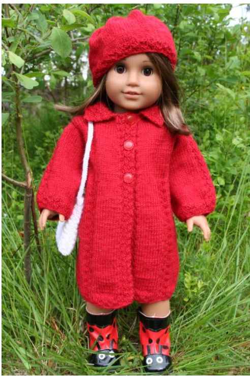 American Girl Coat, Hat, and Accessories Knitting Pattern by Astrid Aesoey (2012) - Detailed Fingering Weight Yarn Project Guide pattern preview