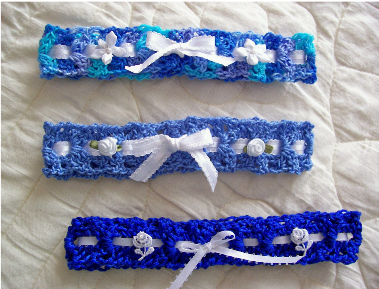 Something Blue: An Original Crochet Design for the Beautiful Bride (1994) by Davira Freidl - Wedding Garter Pattern pattern preview