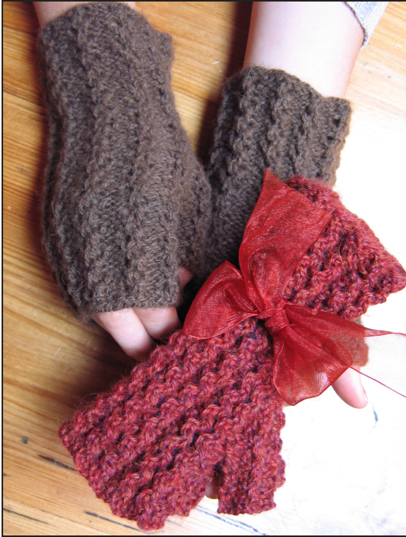 Evelyn Clark Designs - Trail Hands Fingerless Gloves Pattern for DK Weight Yarn and Intermediate Knitters pattern preview