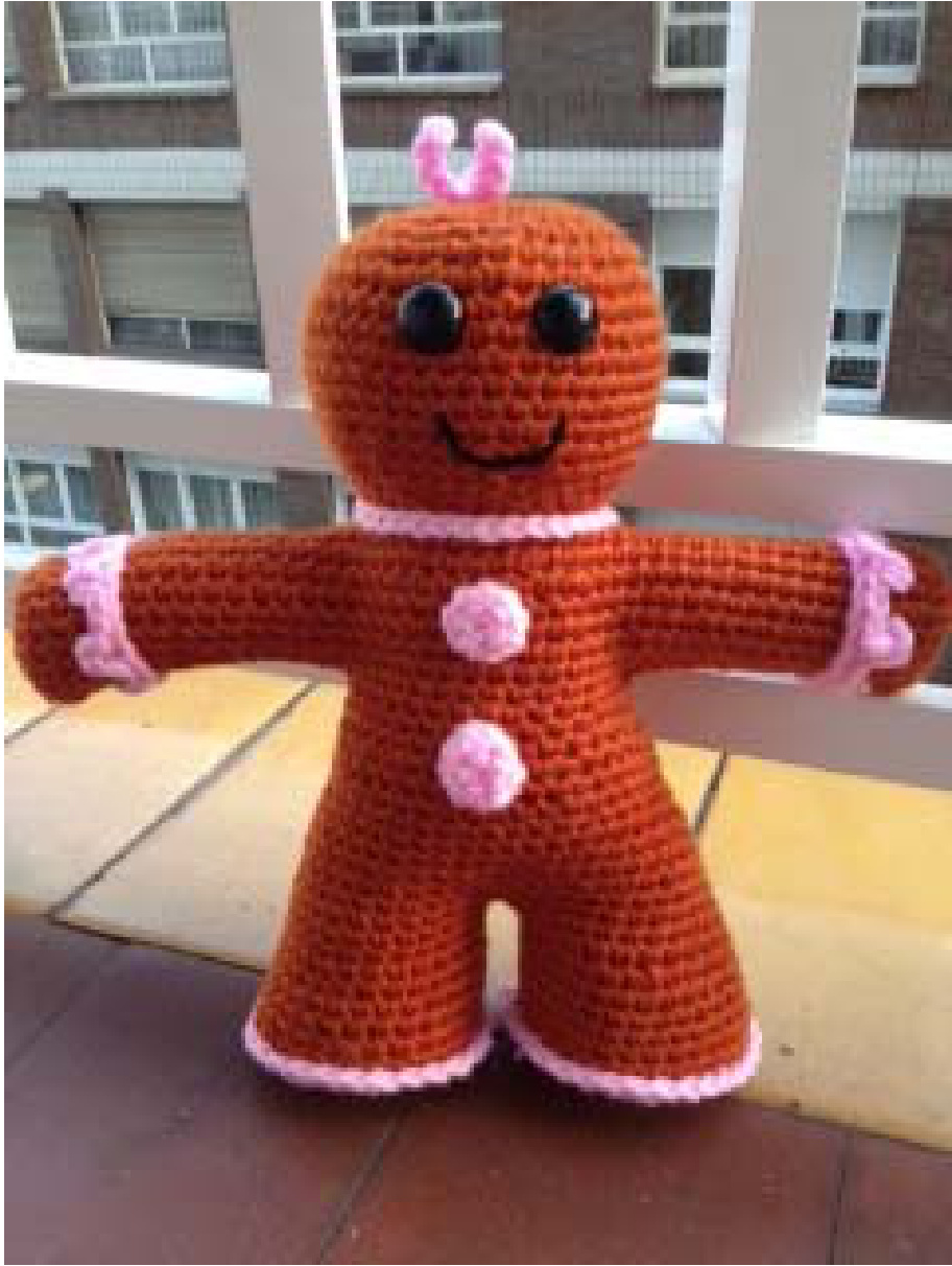 Crochet Pattern for Adorable Happy Gingerbread Baby Amigurumi Toy by Teresa Alvarez pattern preview