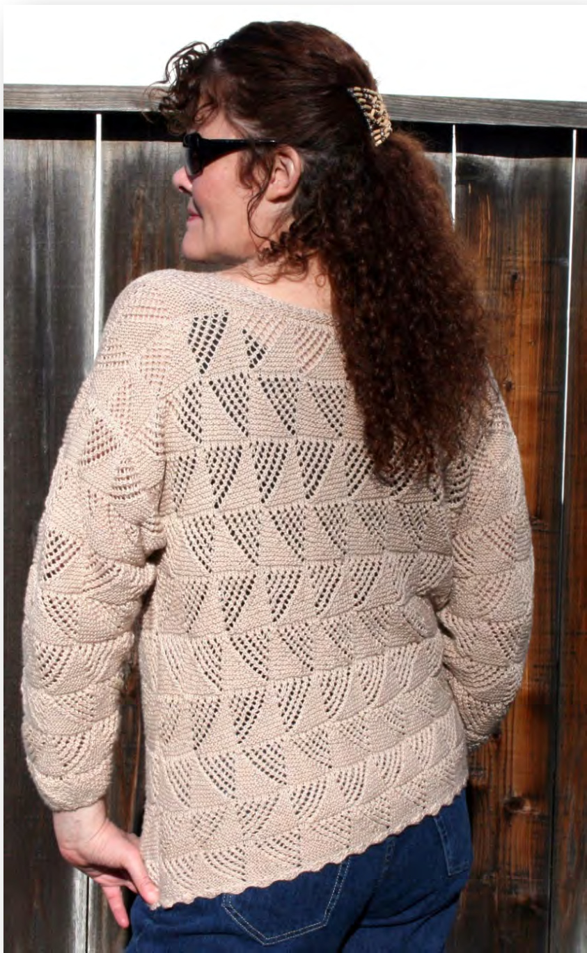 Triangle Lace Drop Shoulder Pullover Knitting Pattern by Babs Rags Designs pattern preview