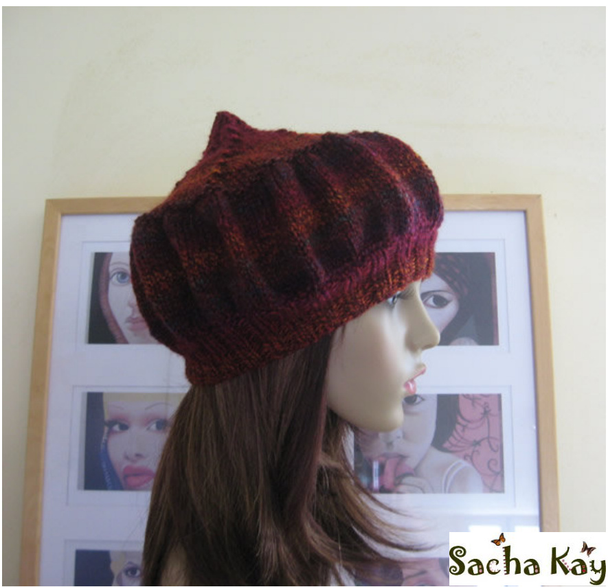 Sacha Kay Original Design: Mina Hat Knitting Pattern for Sport Yarn with Rib Stitch and Decrease Details pattern preview