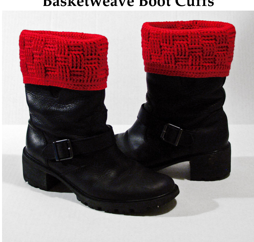 Advanced Beginner to Intermediate Basketweave Boot Cuffs Crochet Pattern with Detailed Instructions pattern preview