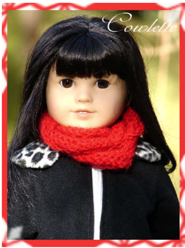 Dropped Stitch Cowl Neck Knitting Pattern for 18in American Girl & Gotz Dolls by Debonair Designs pattern preview