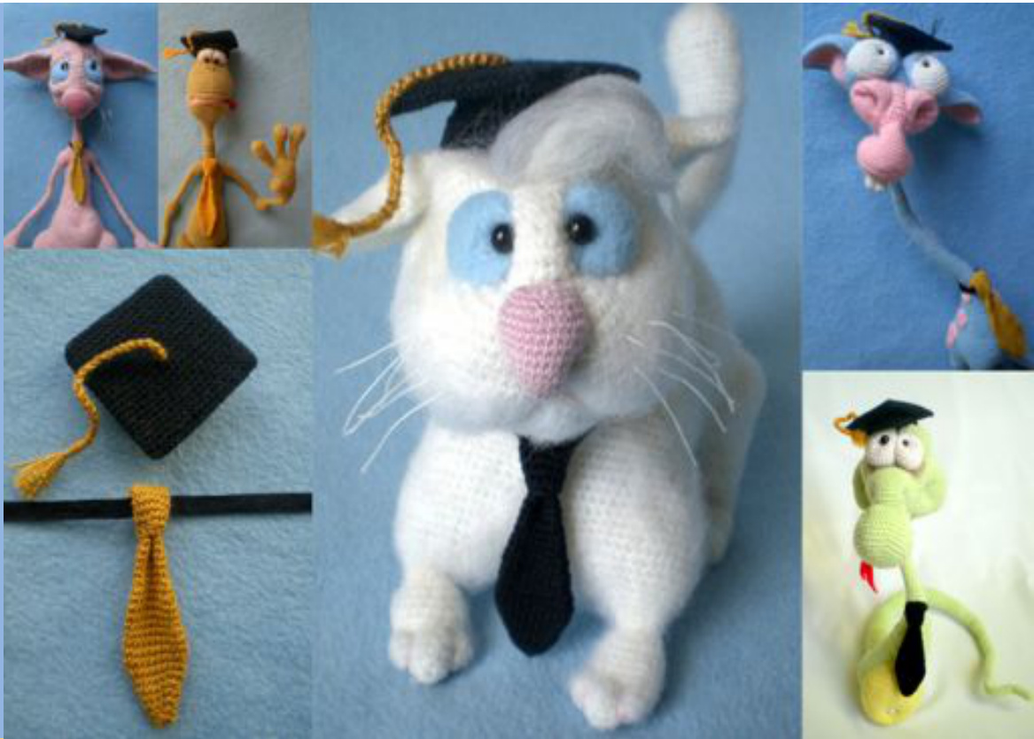 Free Crochet Pattern for Graduation Hat and Tie by Galina Astashova - Little Owl's Hut pattern preview