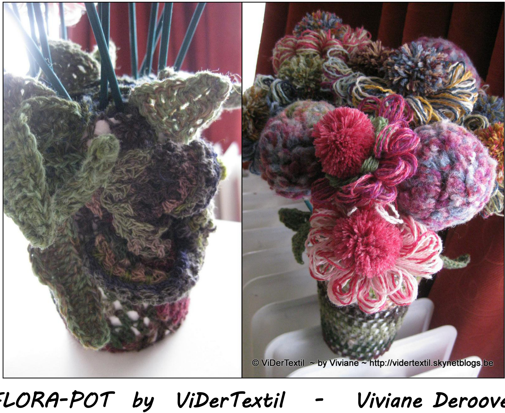 Crochet Flower Pot Cover with Pompons and Crochet Leaves: A Step-by-Step Guide pattern preview