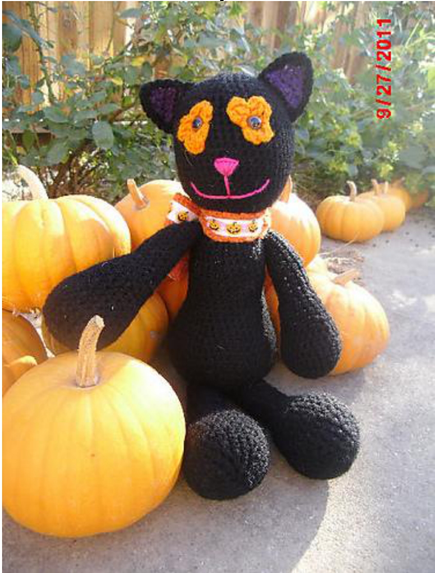 Midnight the Halloween Cat Crochet Pattern with Detailed Instructions and Materials List pattern preview