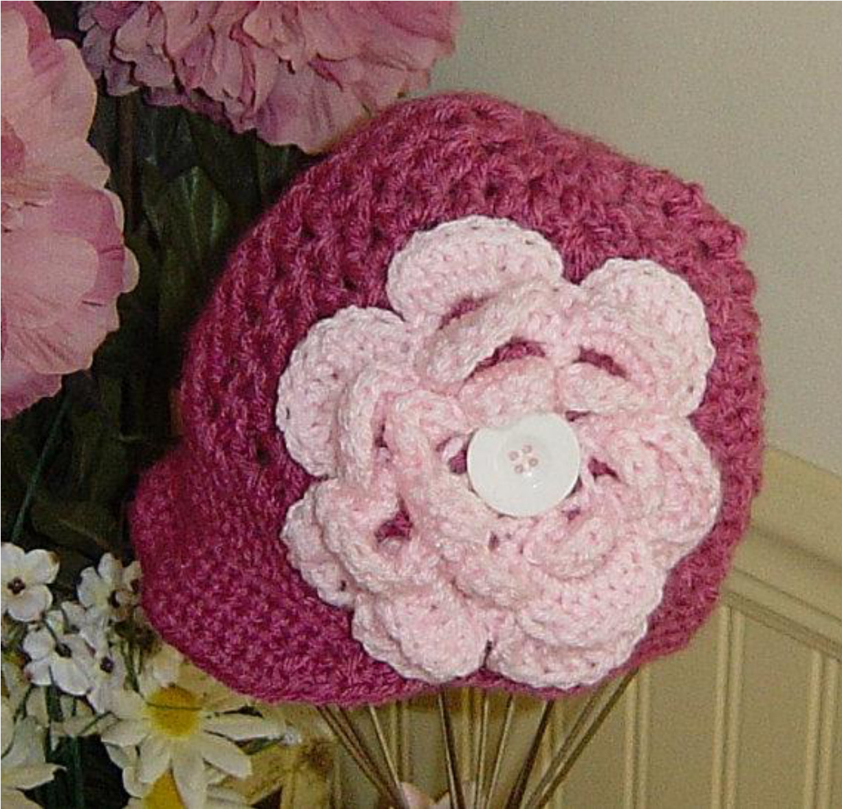 Elsie Hat with Brim and Flower Crochet Pattern by Ohio Crochet Lady - Sizes from Newborn to Adult pattern preview