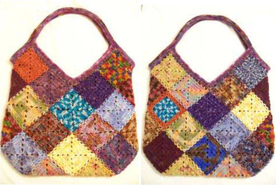 Hobo Handbag of Miniriffic Goodness: Crocheted Square and Flat Braid Joining by Sandra Villanueva pattern preview