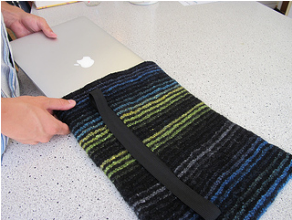 Striped, Felted Laptop Sleeve Knitting Pattern by Pam Henager - Detailed Instructions for a Custom Fit pattern preview