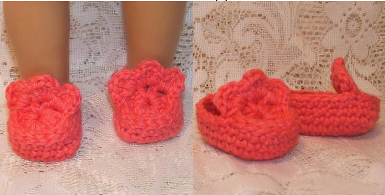 American Girl Flower Slipper Crochet Pattern - Easy Skill Level pattern preview