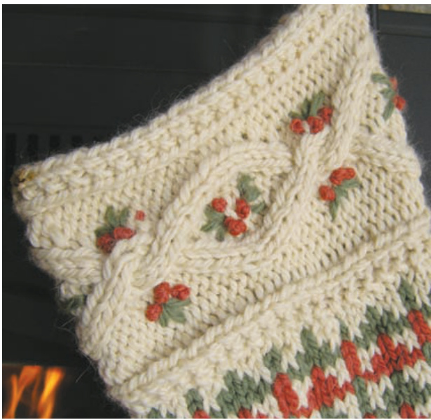 Old World Stocking Knitting Pattern for Intermediate Knitters with Cable and Colorwork Details pattern preview