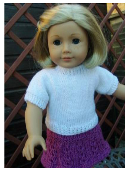 Free Jacknitss Pattern for 18" American Girl Doll Plain White T-Shirt with Detailed Instructions and Gauge pattern preview