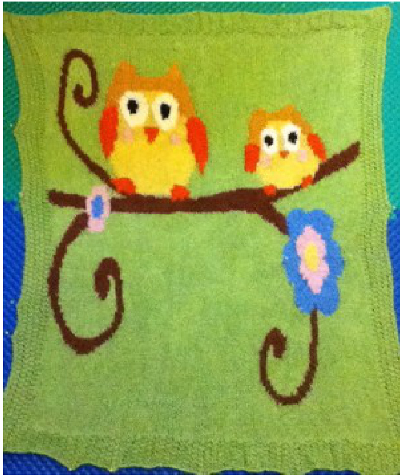 Owls Baby Blanket Knitting Pattern by Simone Rees - Free Download with Donation Option pattern preview