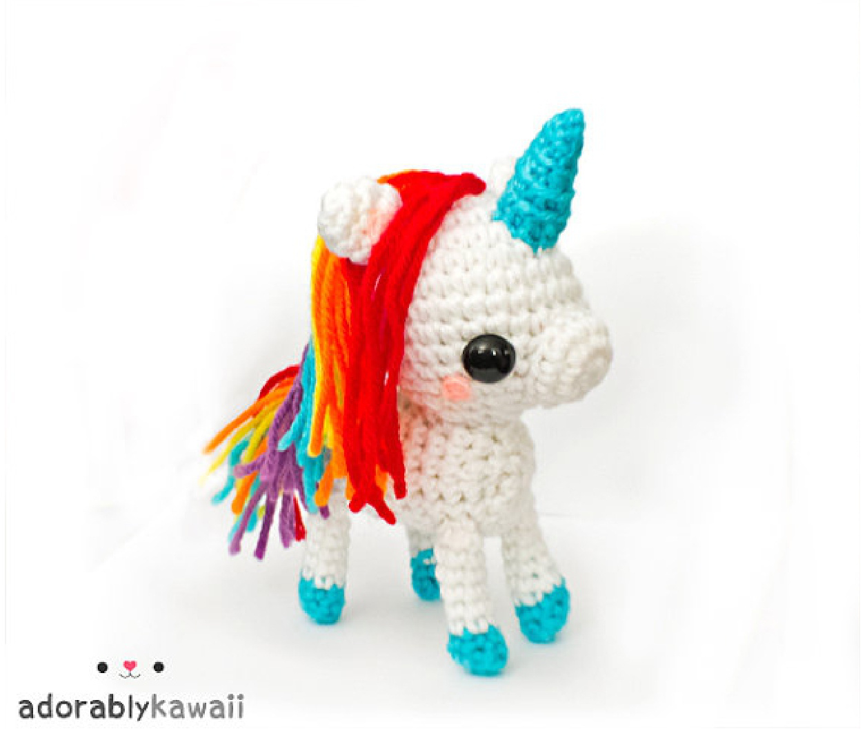 Rainbow Unicorn Amigurumi Crochet Pattern by Adorably Kawaii - Detailed Instructions and Materials List pattern preview