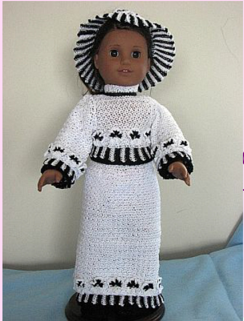 Black and White Pansy Outfit Pattern for 18 Inch American Girl Doll by Donna's Crochet Designs pattern preview