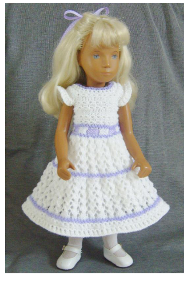 Knitting Pattern for a Top-Down Lace Dress for 16.5 Inch Sasha Doll by Jacqueline Gibb pattern preview