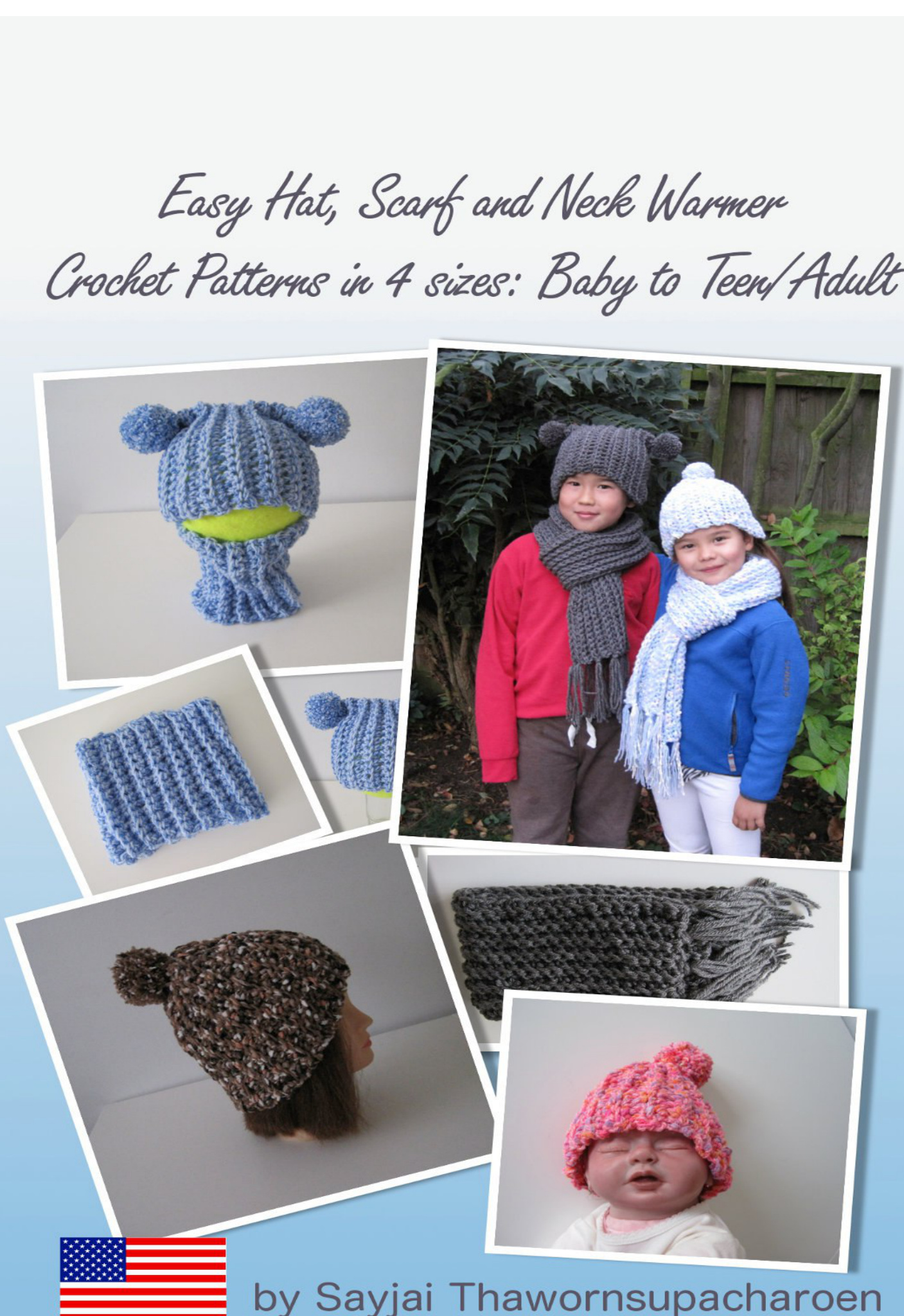 Easy Crochet Patterns for Hats, Scarves, and Neck Warmers in Four Sizes: Baby to Teen/Adult pattern preview