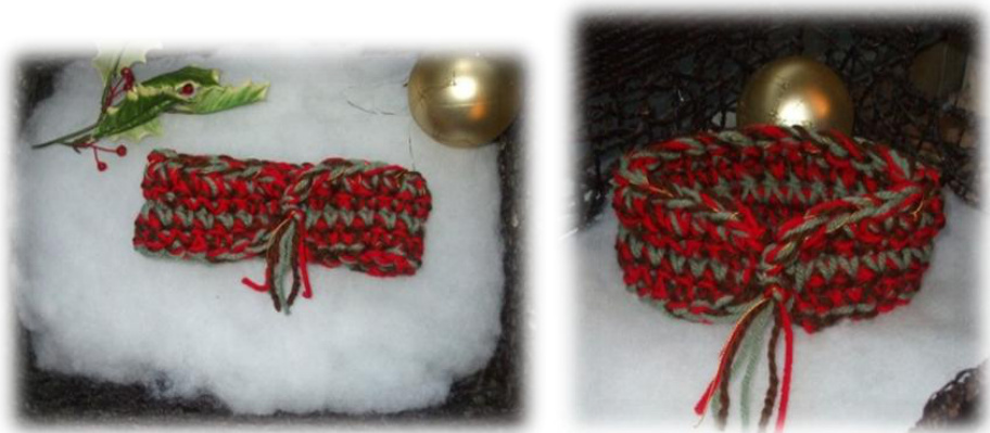 Holiday Chunky Tapestry Crochet Neck Warmer and Headband Design by Stephani Grace Miller pattern preview