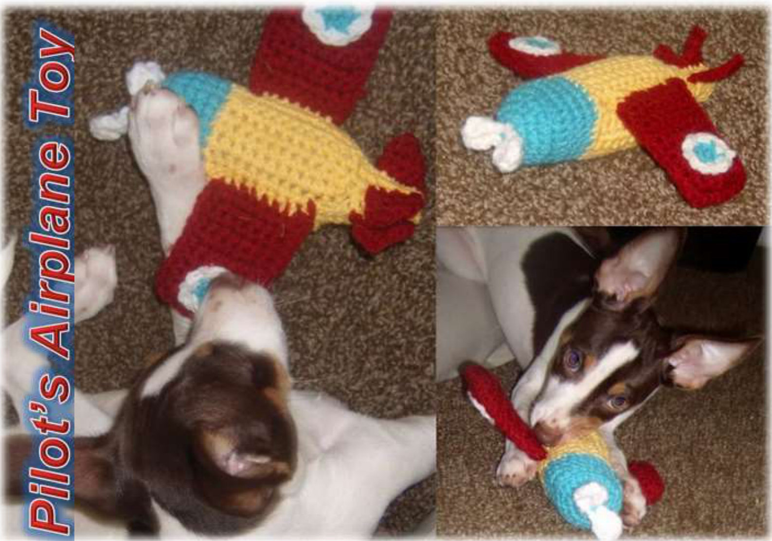 Pilot's Airplane Squeaky Toy: A DIY Crochet Pattern for Small Dogs and Puppies pattern preview