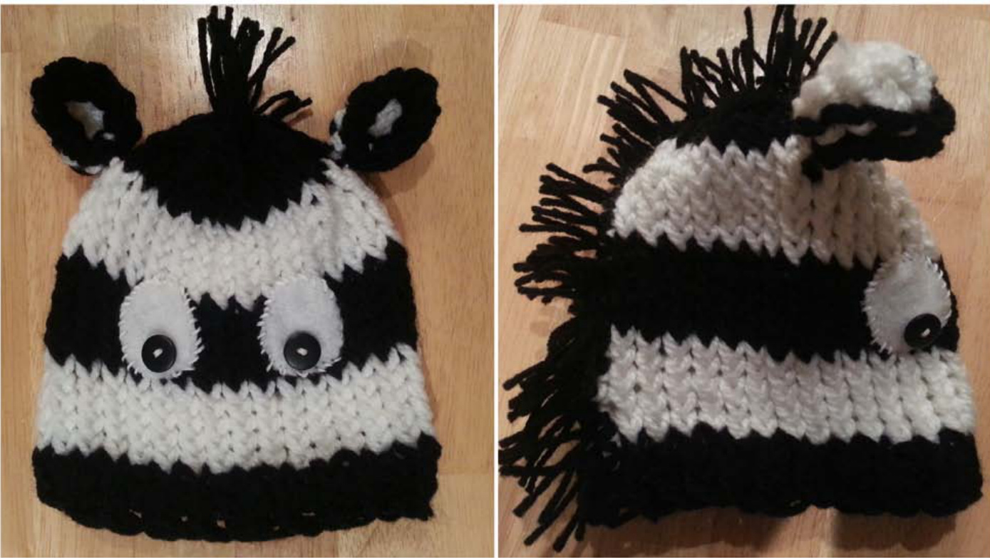 Zebra Hat Crochet Pattern for Babies, Toddlers, and Children with Detailed Instructions and Materials List pattern preview