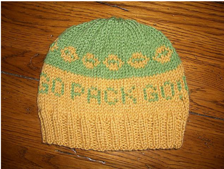 Go Pack Go! Hat Pattern by Corina Cook: A Stranded Colorwork Project for Green Bay Fans pattern preview