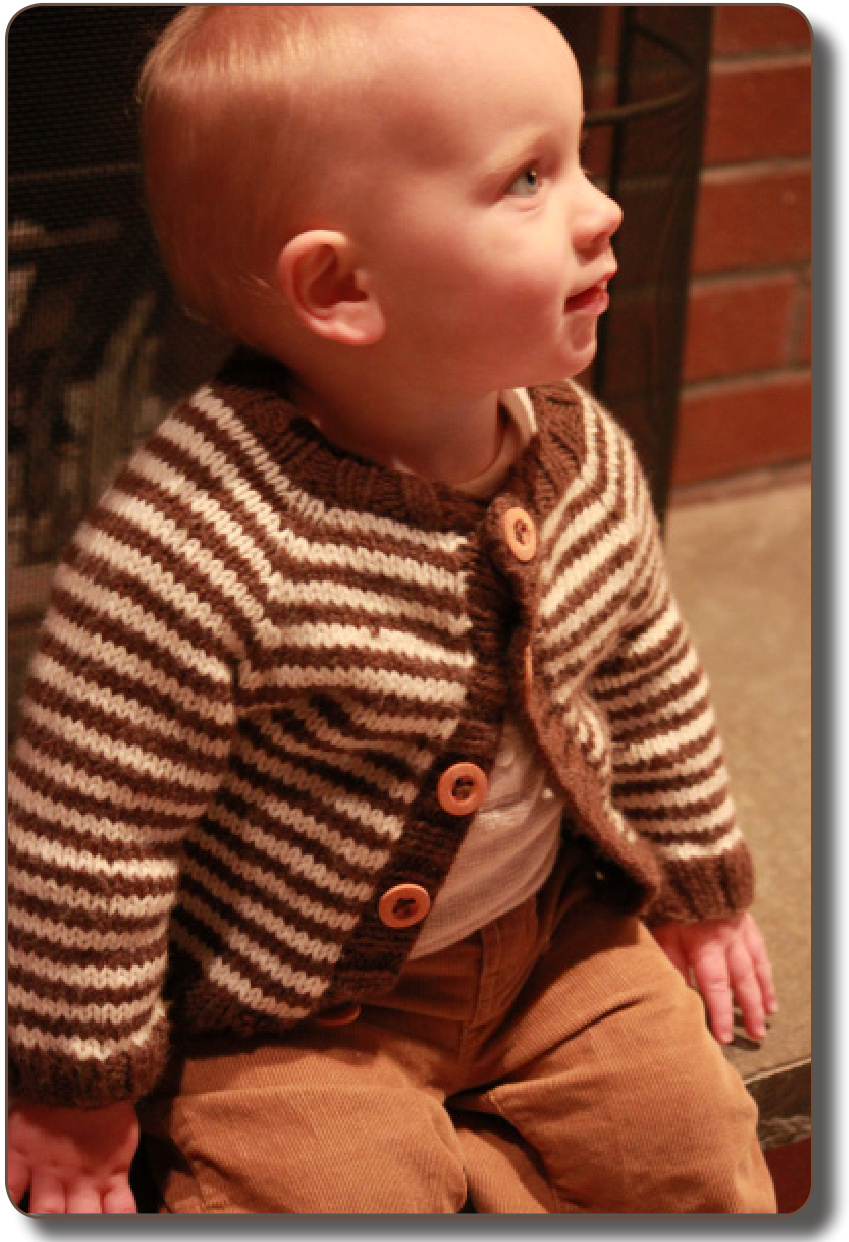 The Brownstitch: Little Coffee Bean Baby Cardigan Knitting Pattern by Elizabeth Smith pattern preview