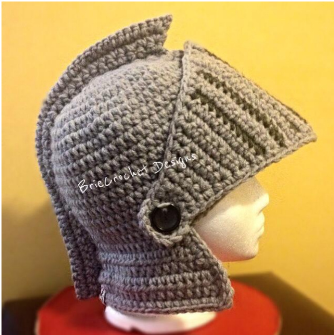 Knights Helmet Crochet Pattern for Adults - Extra Thick and Warm with Detachable Visor pattern preview