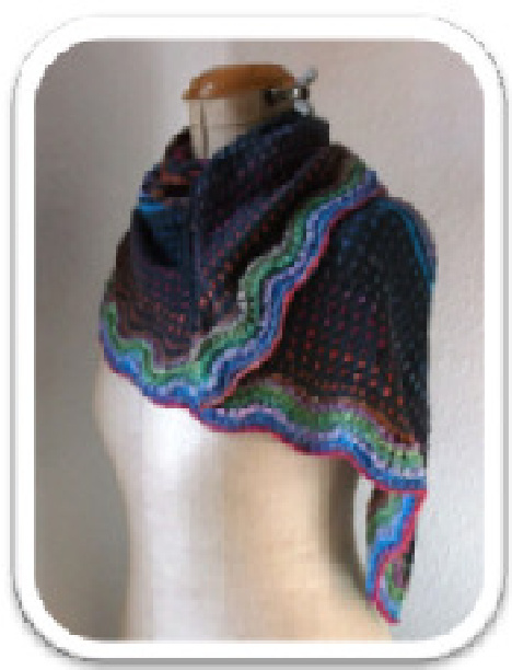 InStAble Shawl Knitting Pattern: Triangular Design with Contrast Stripes and Plumetis pattern preview