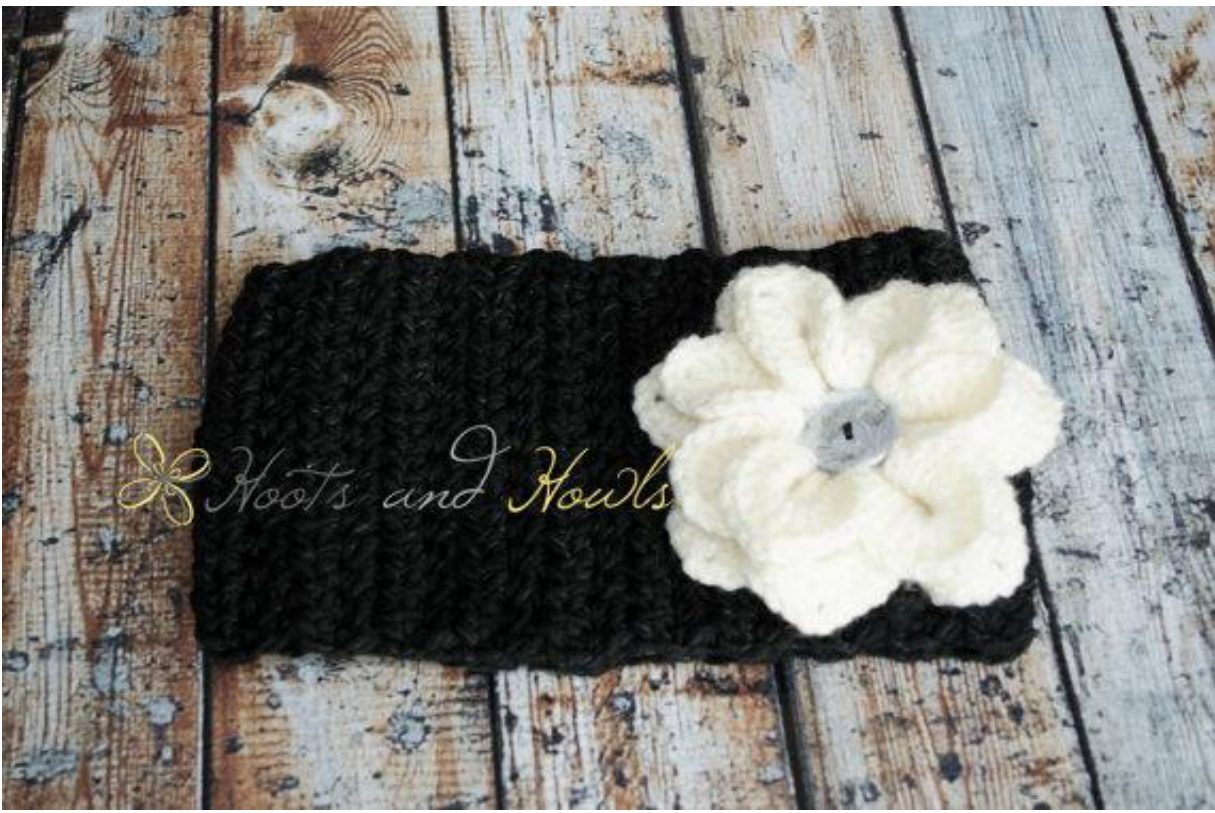 Hoots and Howls Prop Shop: Detailed Instructions for Crocodile Stitch Flower Head Warmer pattern preview