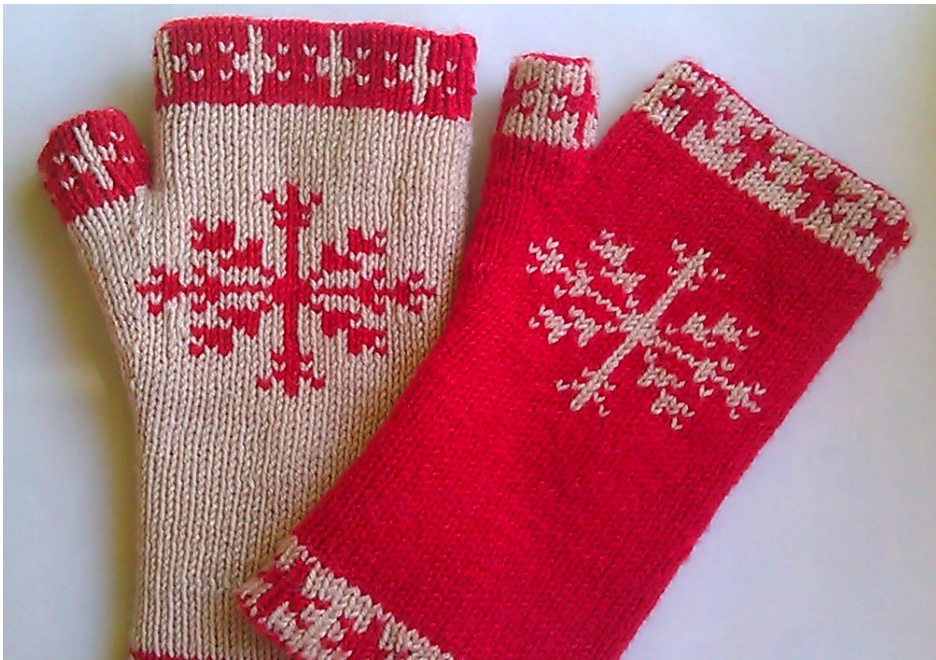 Double-Knit Snowflake Fingerless Gloves Pattern by Tracy Leming - Detailed Instructions and Techniques pattern preview