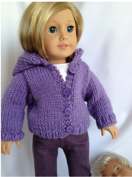 Spring Hoodie Knitting Pattern for 18 Inch American Girl Dolls - Detailed Instructions and Yarn Suggestions pattern preview