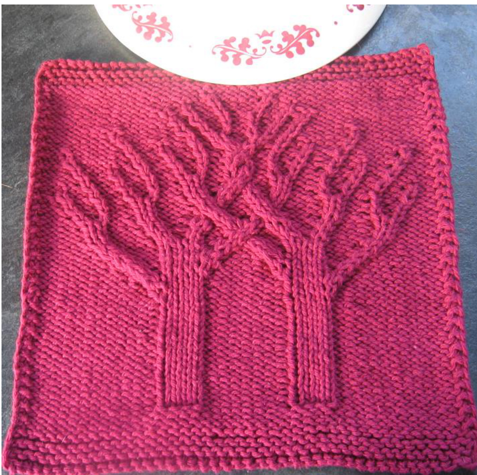 Banyan Tree Practice Dishcloth Knitting Pattern with Detailed Instructions and Cable Techniques pattern preview