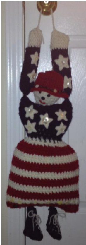 Detailed Crochet Pattern for a Patriotic Lady Door Hanger with Optional Organizer Pockets pattern preview