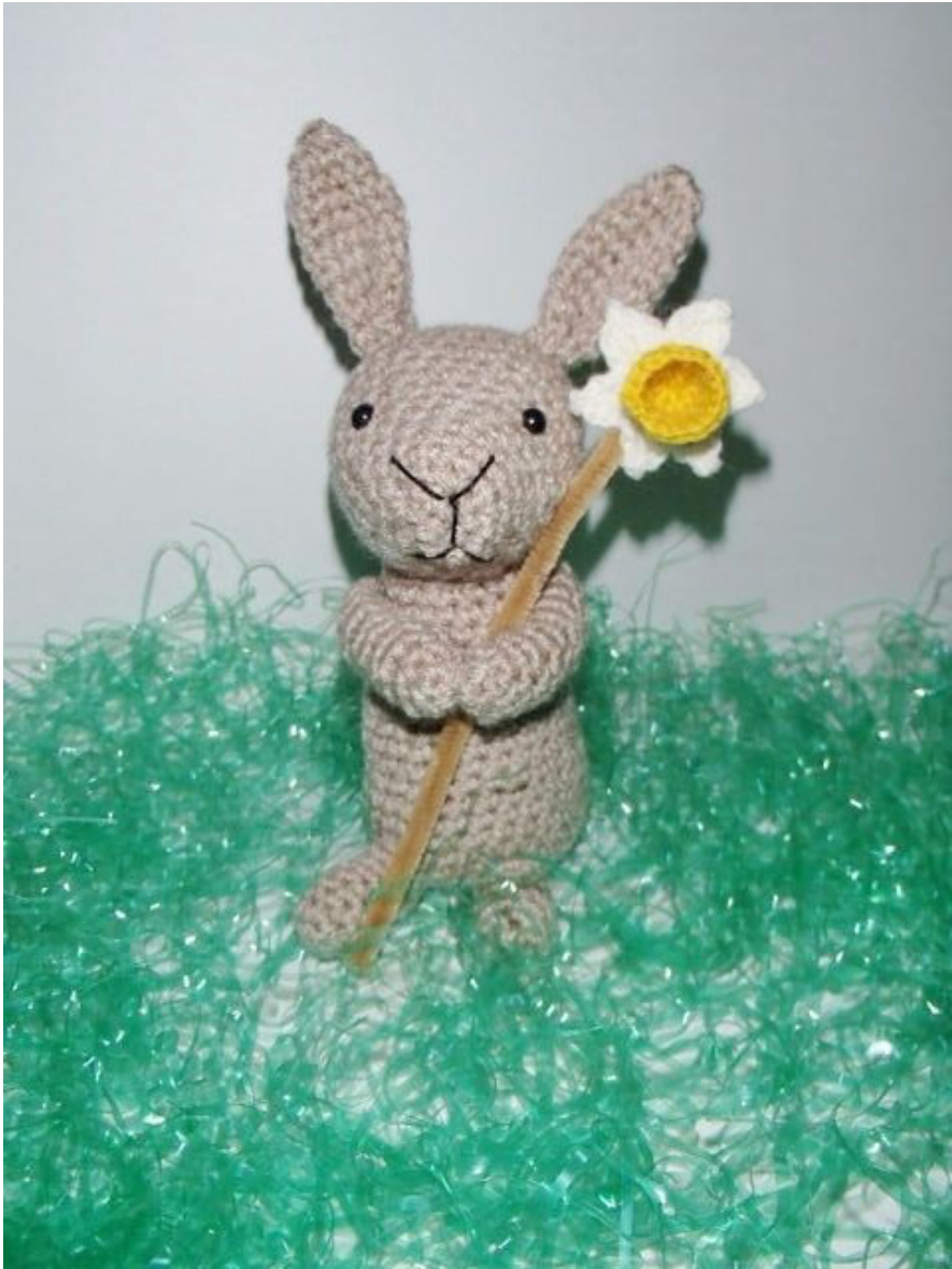 Spring Bunny Amigurumi Pattern by Chiwaluv: Crochet Tutorial and Guide for Adorable Tan Bunny with Daffodil pattern preview