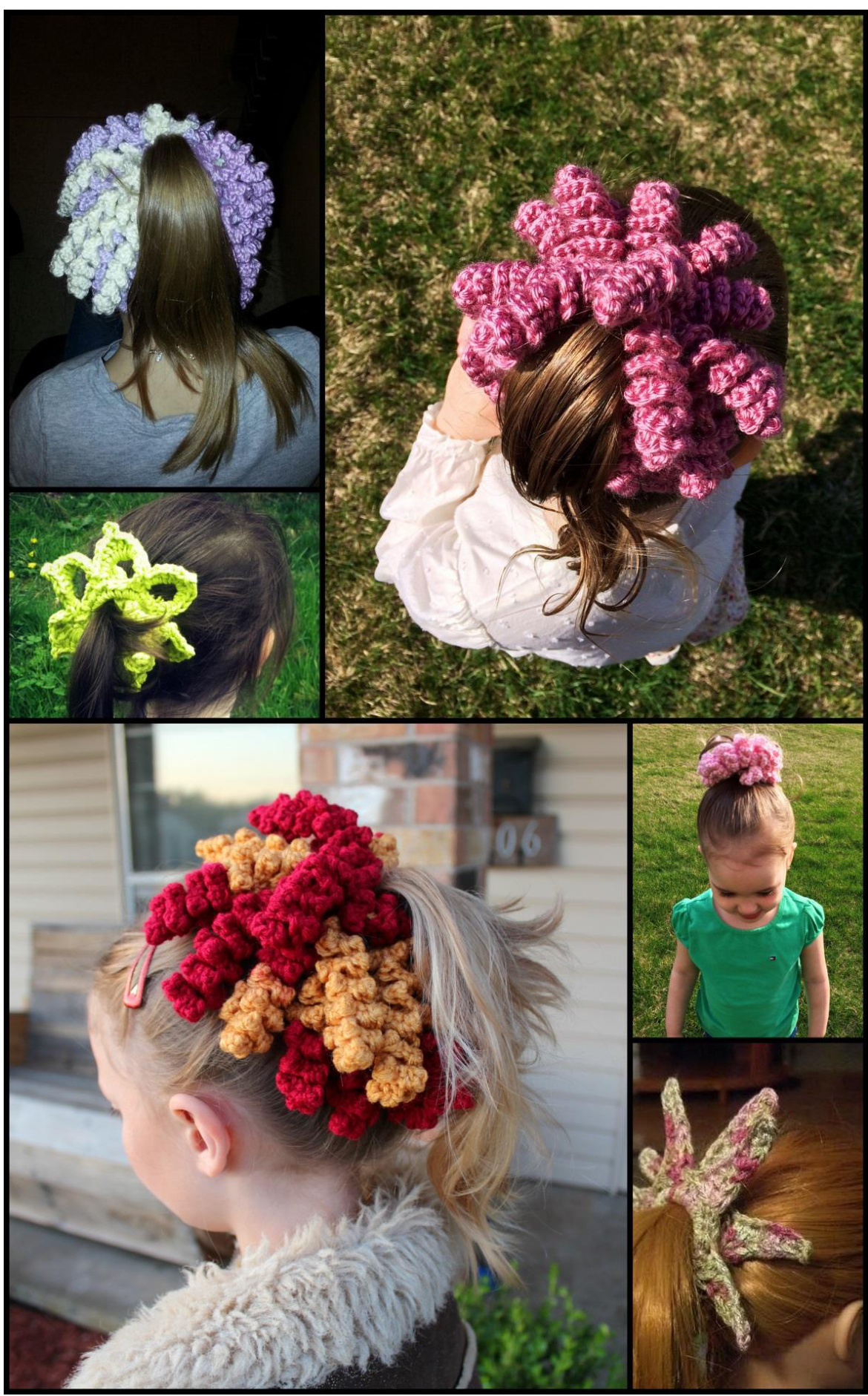 Crochet Pattern Collection for Stylish Ponytail Holders and Hair Accessories with Various Designs pattern preview