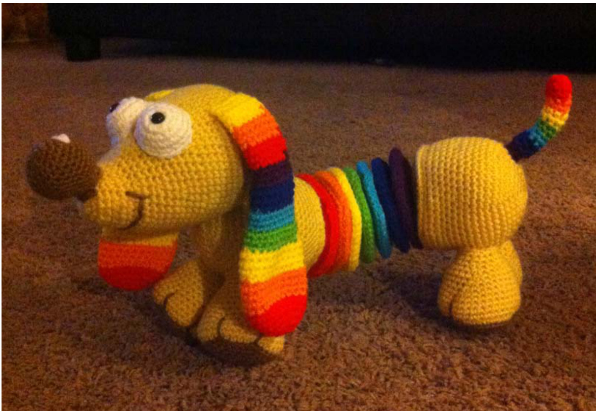 Crochet Pattern for a Rainbow Slinky Dog with Detailed Instructions and Tips pattern preview