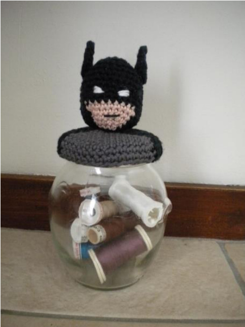 DIY Batman Crochet Jar Cover and Amigurumi Head with Detailed Instructions pattern preview