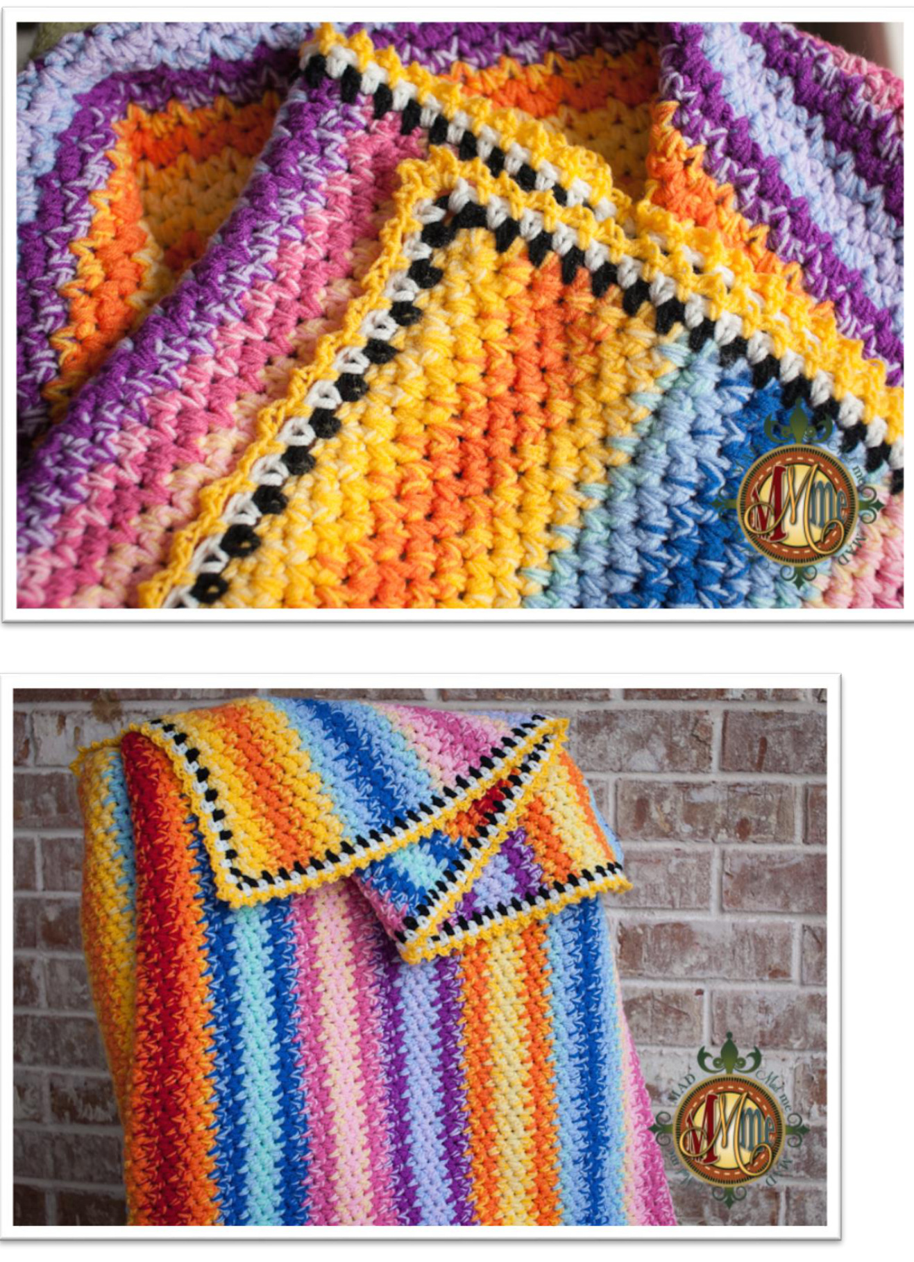 Simply Mad Throw Crochet Pattern by Charissa Ragsdale of Mad Mad Me - Detailed Instructions and Color Guide pattern preview