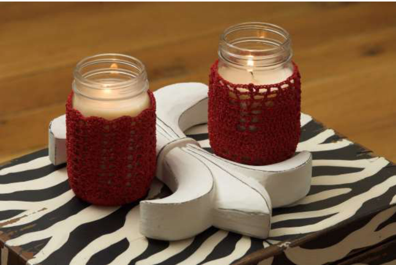 Plymouth Yarn Design Studio: Free Crochet Patterns for Gold Rush Candle Jar Covers with Yarn Purchase pattern preview