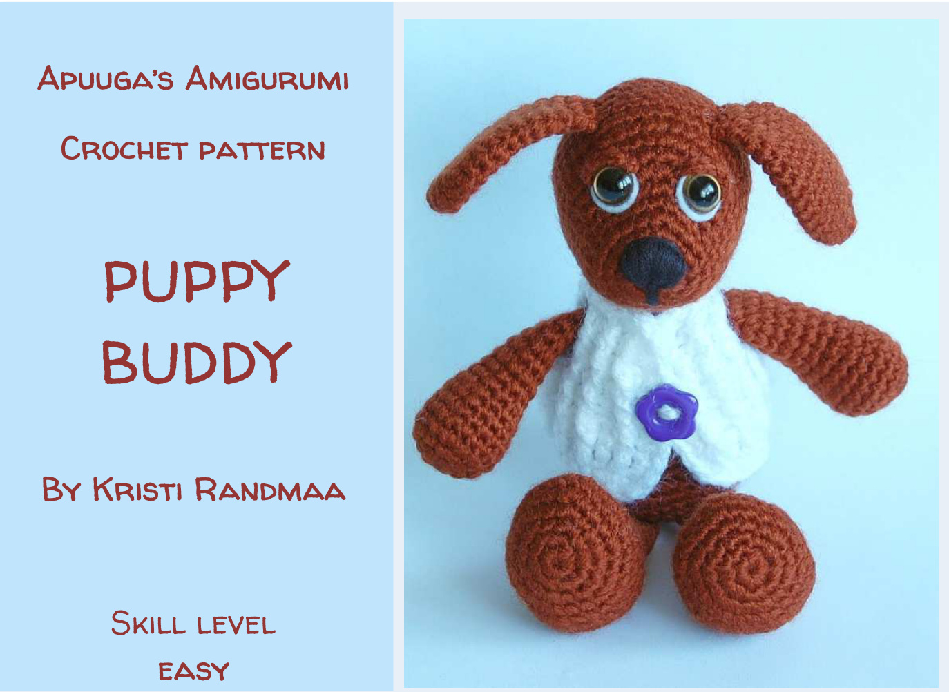 Amigurumi Puppy Crochet Pattern by Apuuga - Detailed Instructions and Materials List pattern preview