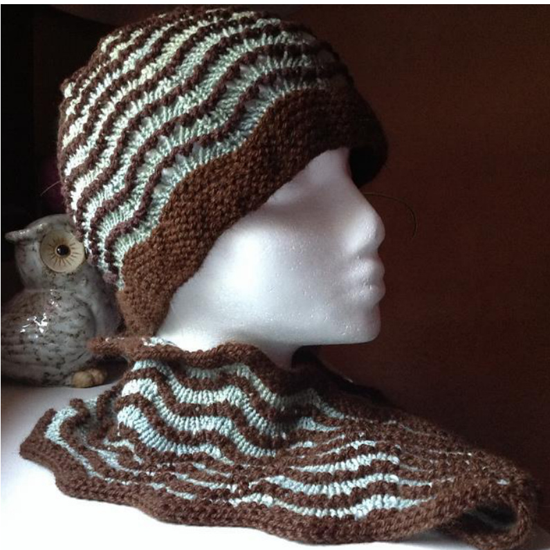 Fudge Ripple Hat Knitting Pattern: A Unique Blend of Aqua and Chocolate Brown Yarns pattern preview