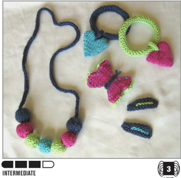 Cheerful Cuties: Vibrant Knitted Jewellery Set with Detailed Instructions and Materials List pattern preview